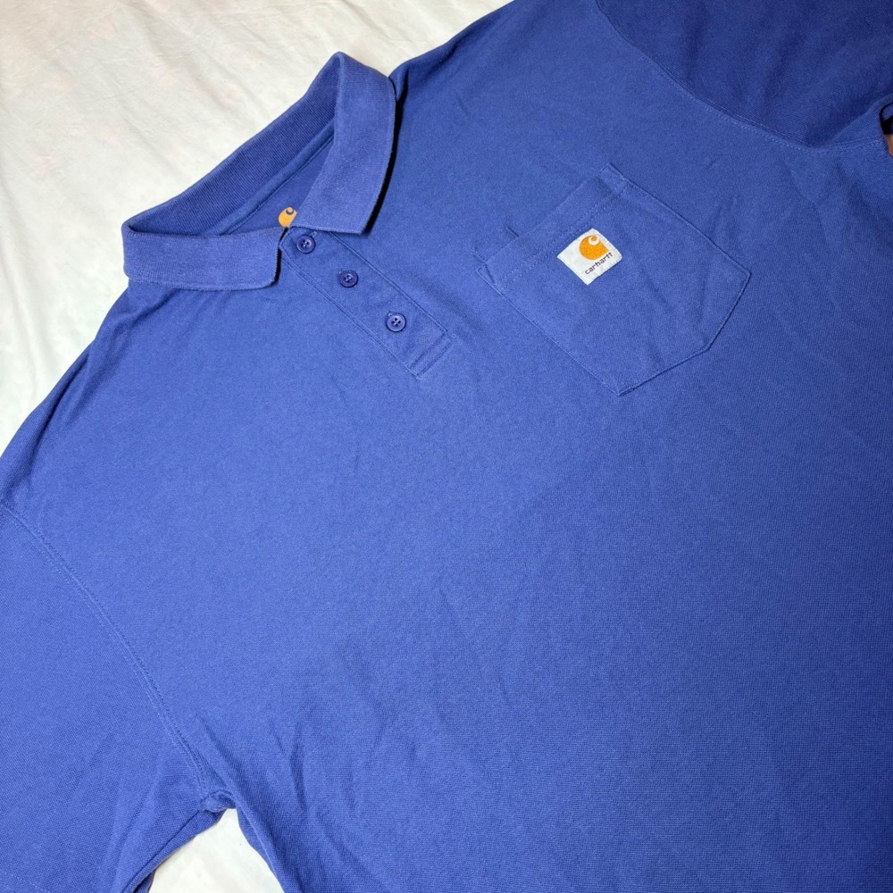 Carhartt Mens XL Royal Blue K570 Short Sleeve Work Pocket Polo‎ Shirt